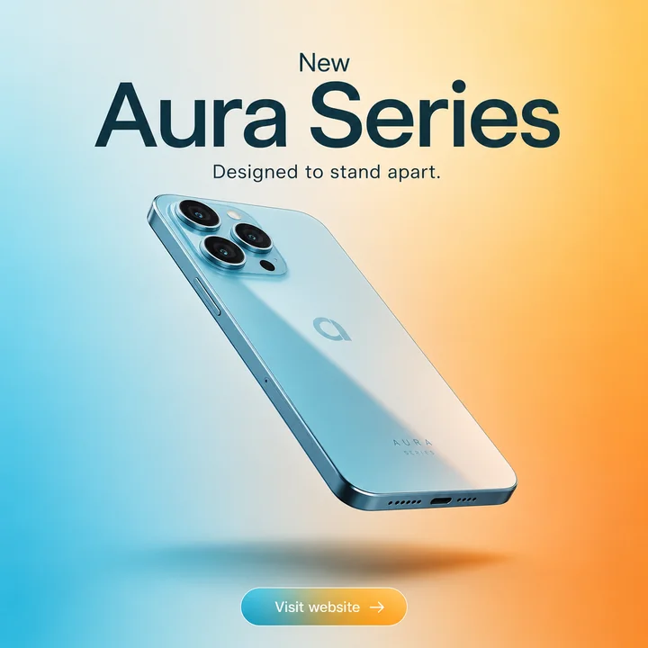 Brand style example, smartphone launch poster